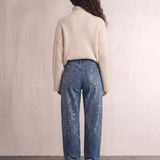 Diamante Wide-Leg Jeans, back view, full length.
