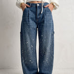 Diamante Wide-Leg Jeans, close-up of the upper body.