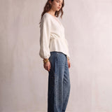 Diamante Wide-Leg Jeans, side view, full length.