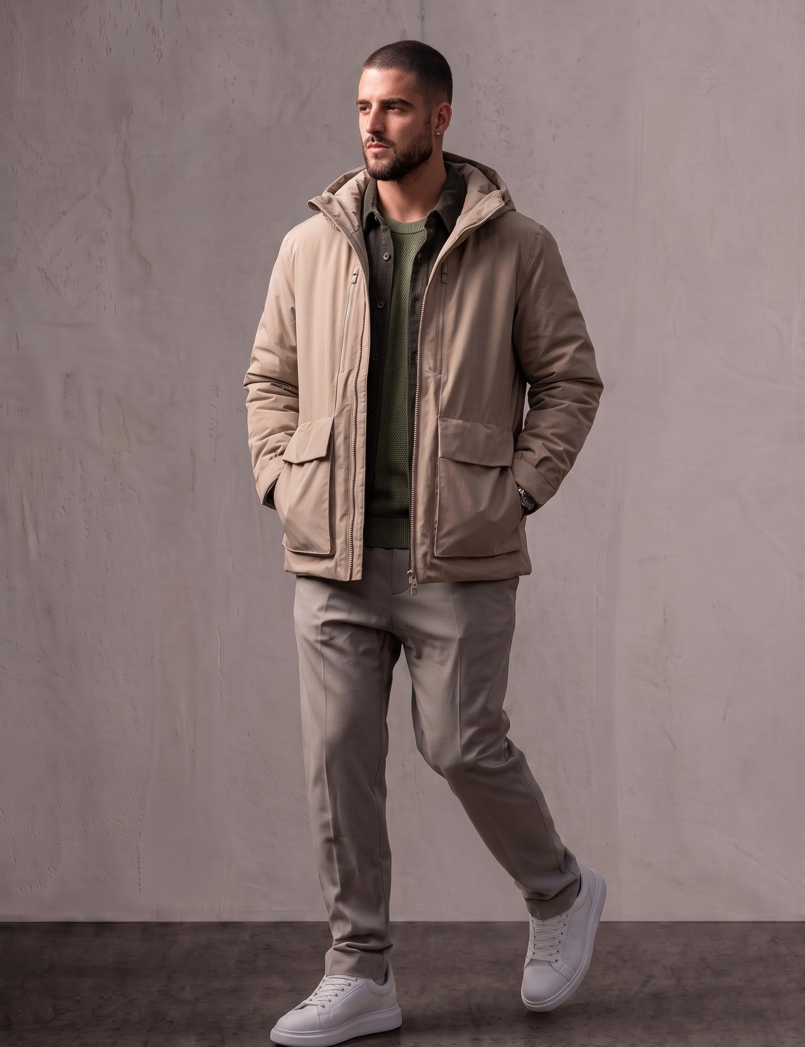 Light Padded Jacket, three-quarter view from the right, full length