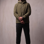 Light Padded Jacket in Olive Green, front view, full length