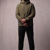 Light Padded Jacket in Olive Green, front view, full length