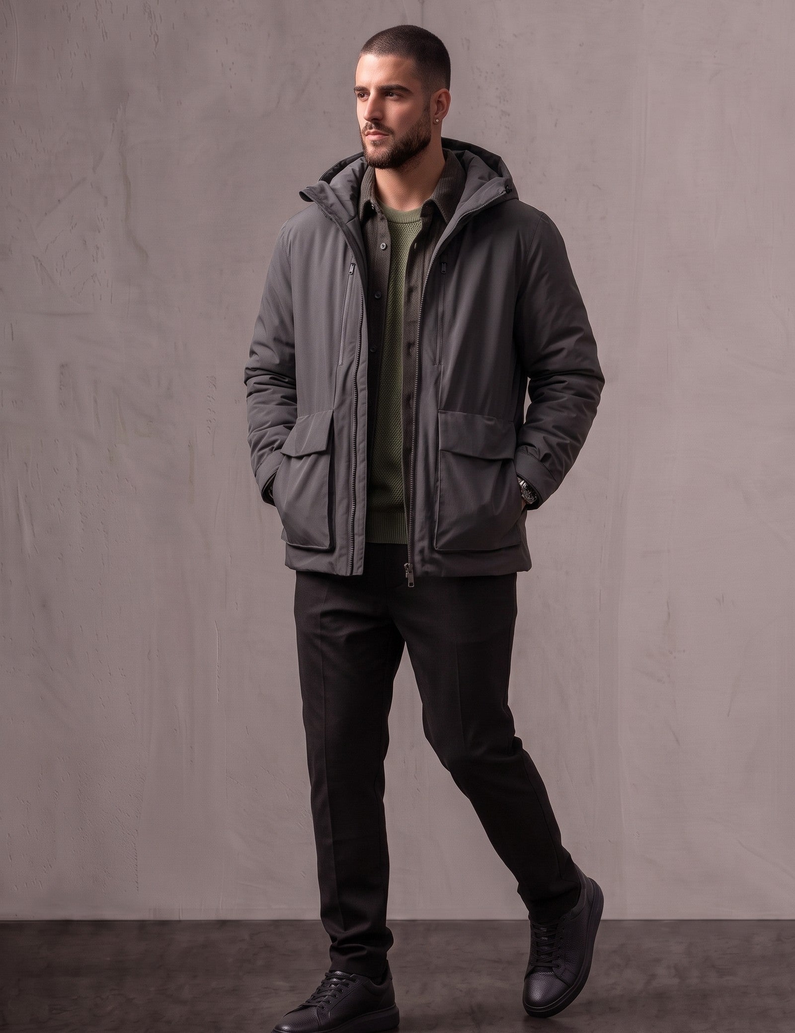 Light Padded Jacket, three-quarter view from the right, full length