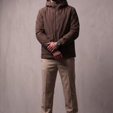 Light Padded Jacket in Brown, front view, full length