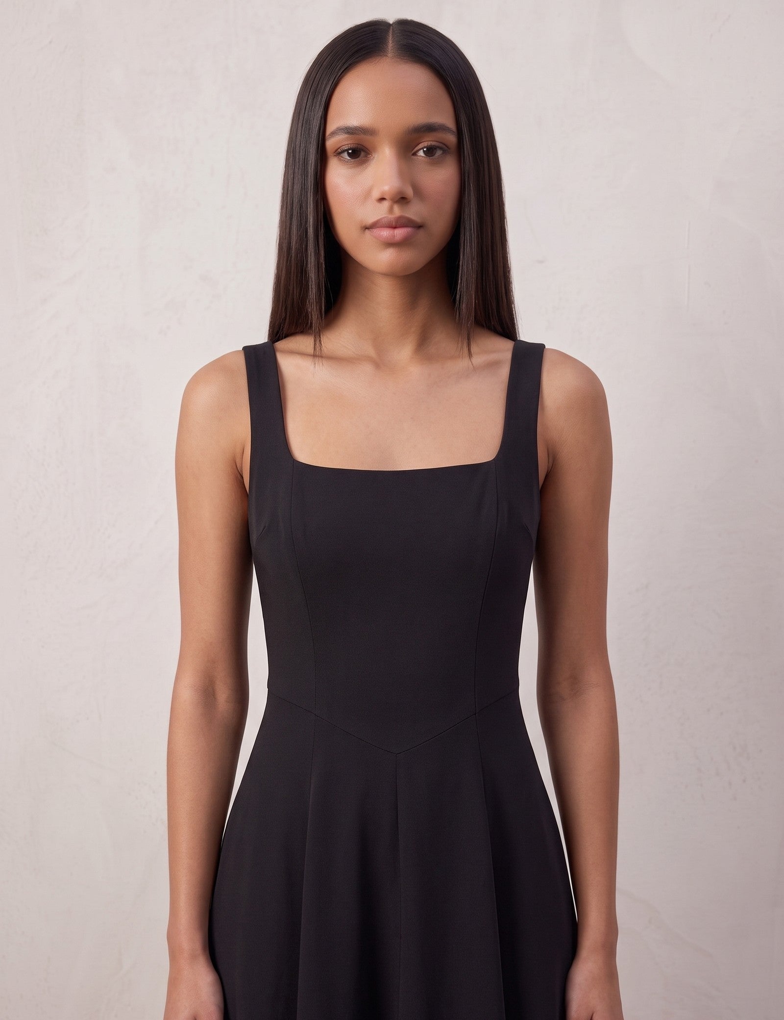 Square Neck Midi Dress, close-up of the upper body