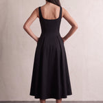 Square Neck Midi Dress, back view, full length