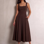 Square Neck Midi Dress, close-up of the upper body
