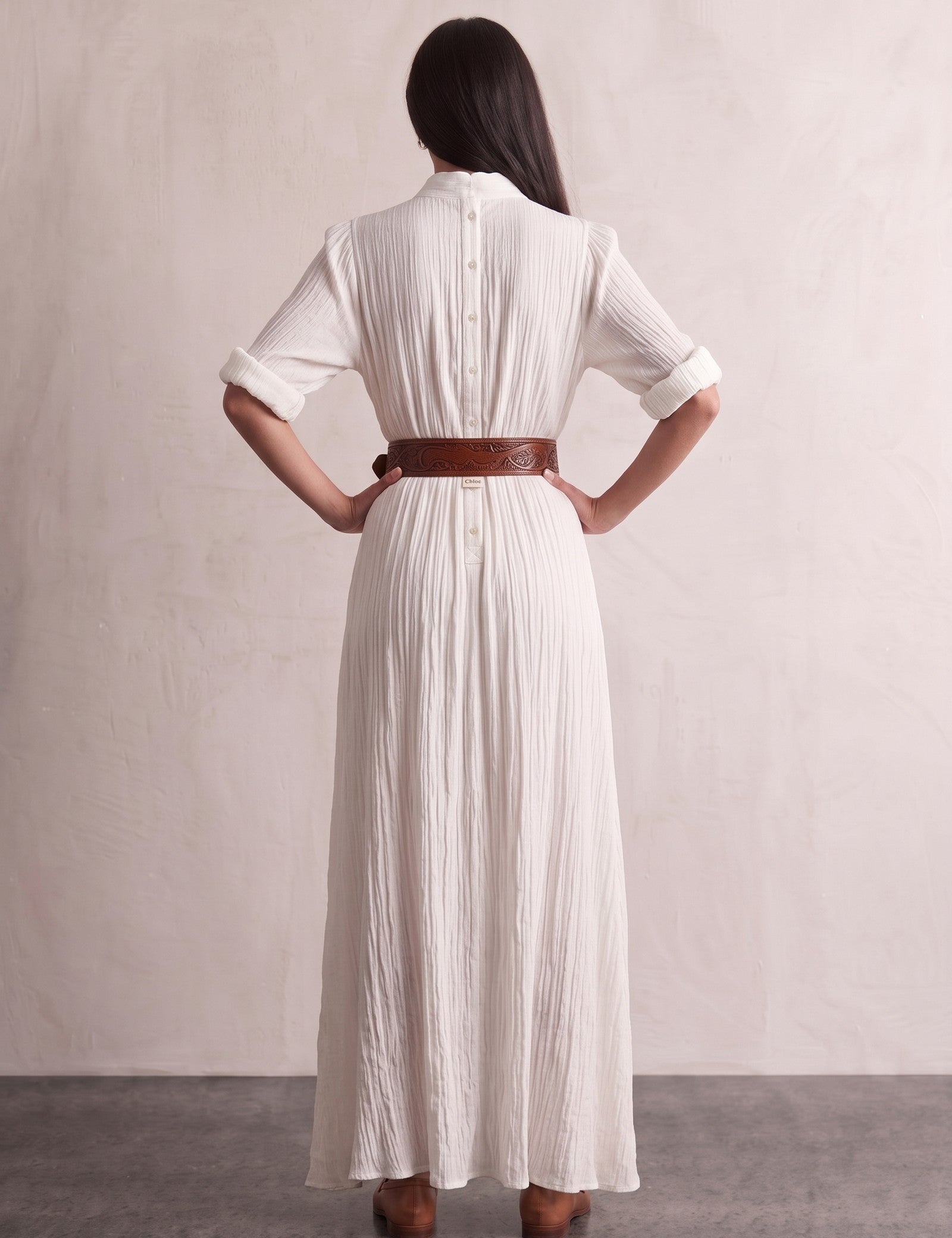 Bohemian Maxi Dress, back view, full length