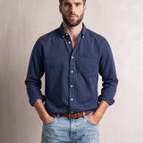 Button-Up Shirt in Navy, front view, full length