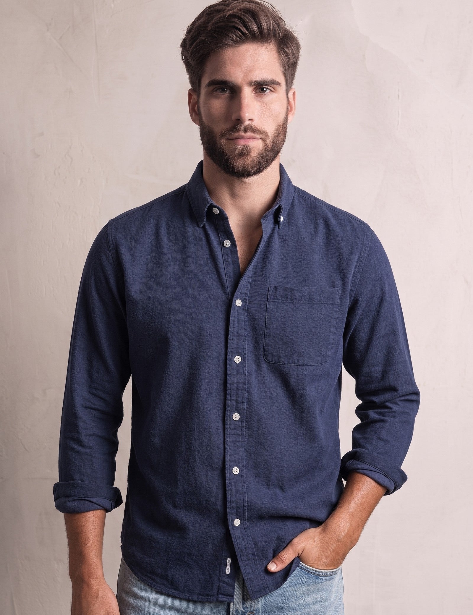 Button-Up Shirt, close-up of the upper body