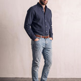 Button-Up Shirt, three-quarter view from the left, full length