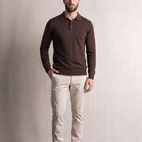 Classic Polo Shirt in Brown, front view, full length