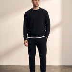 Crewneck Sweater in Black, front view, full length