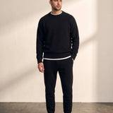Crewneck Sweater in Black, front view, full length
