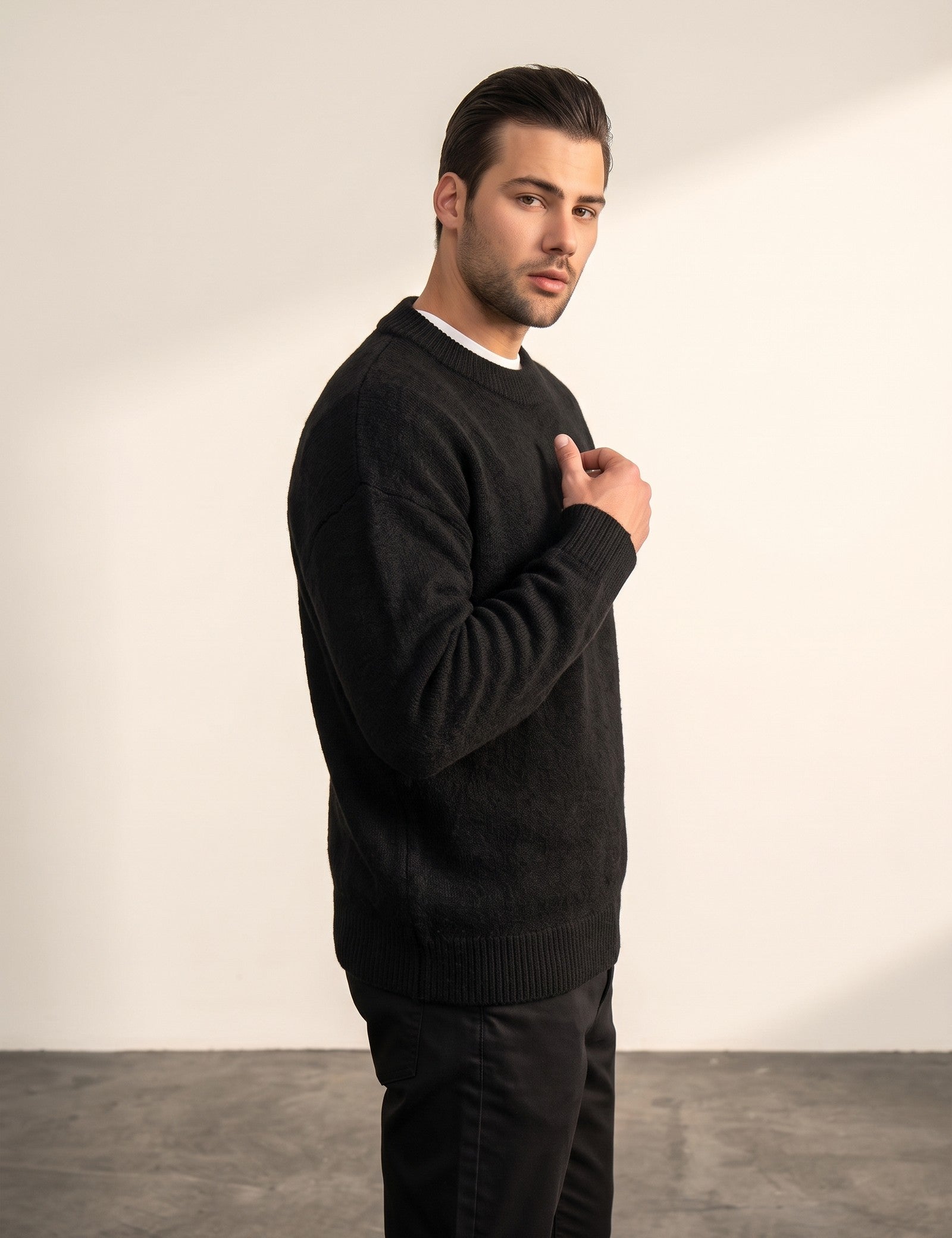 Crewneck Sweater, side view, full length