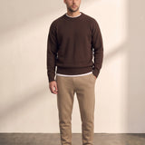 Crewneck Sweater in Brown, front view, full length