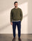 Crewneck Sweater in Olive Green, front view, full length