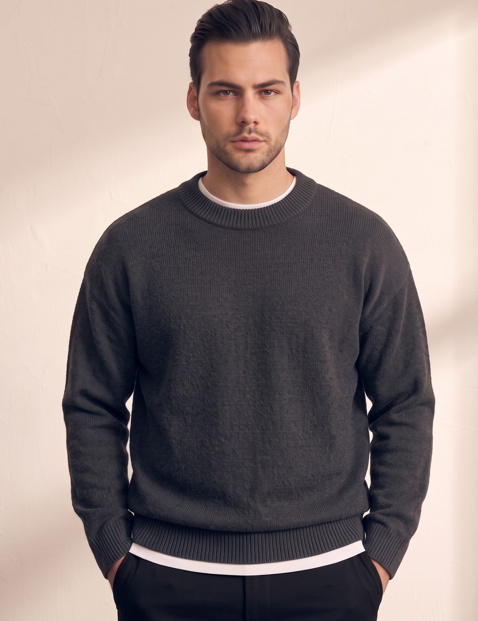 Crewneck Sweater, close-up of the upper body