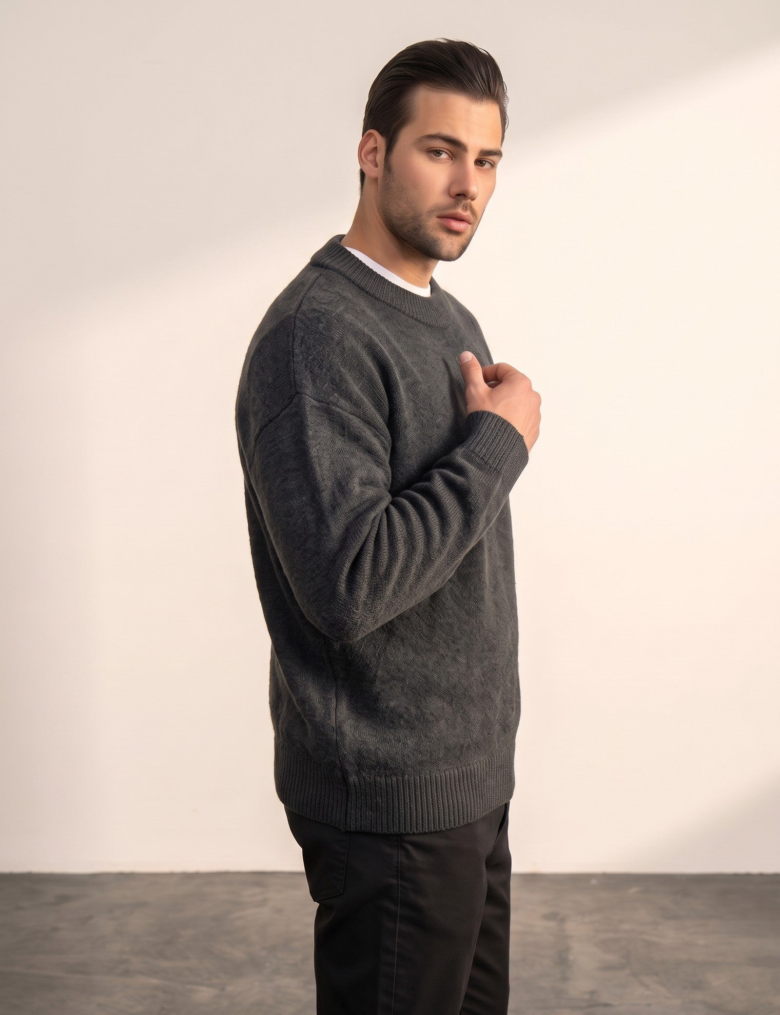Crewneck Sweater, side view, full length