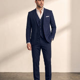 Deluxe Suit in Navy, front view, full length