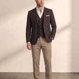 Deluxe Suit in Brown, front view, full length