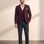 Deluxe Suit in Burgundy, front view, full length