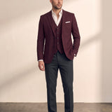 Deluxe Suit in Burgundy, front view, full length