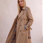 Deluxe Trench Coat, three-quarter view from the right, full length.