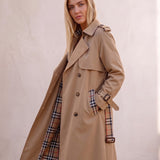 Deluxe Trench Coat, three-quarter view from the right, full length.
