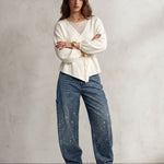 Diamante Wide-Leg Jeans, front view, full length.