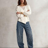 Diamante Wide-Leg Jeans, front view, full length.