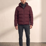 Down Jacket in Burgundy, front view, full length