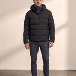 Down Jacket in Black, front view, full length