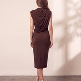 Draped Midi Dress, close-up of the upper body