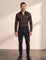 Dress Shirt in Brown, front view, full length
