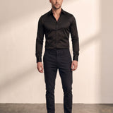 Dress Shirt in Black, front view, full length