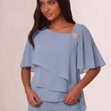 Evening Two-Piece Set, close-up of the upper body