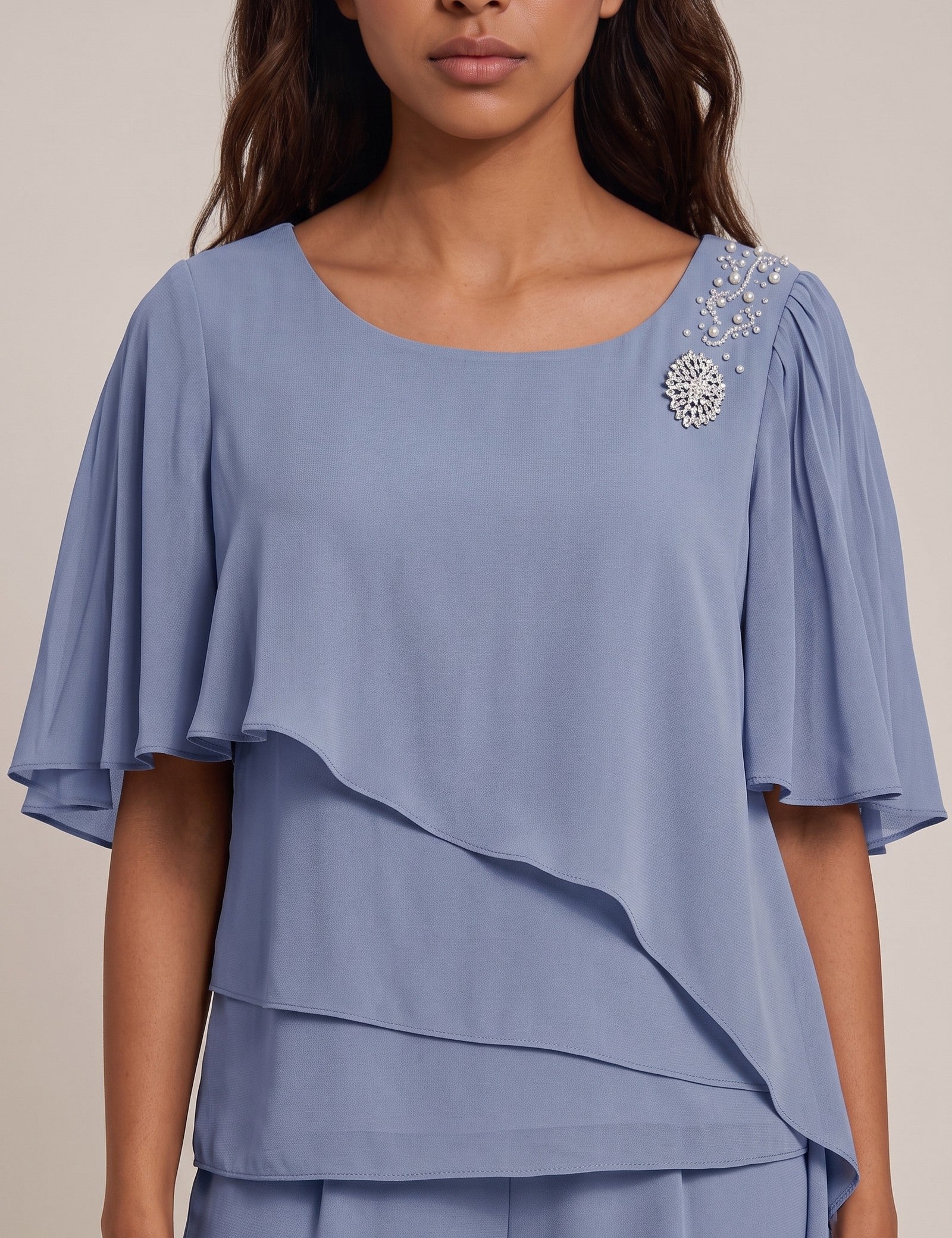 Evening Two-Piece Set, close-up of the upper body