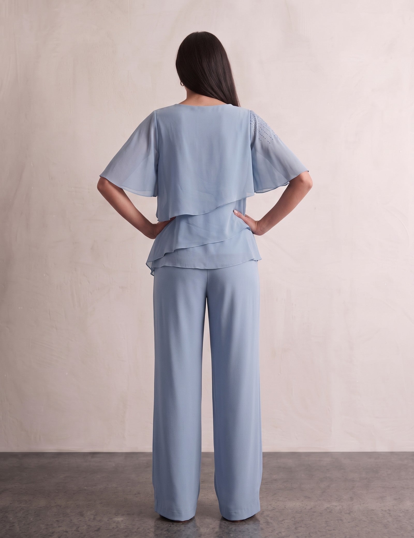 Evening Two-Piece Set, back view, full length