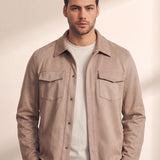 Faux Suede Overshirt, close-up of the upper body