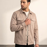 Faux Suede Overshirt, side view, full length