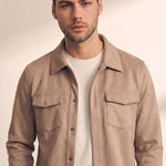 Faux Suede Overshirt, close-up of the upper body