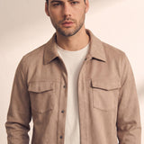 Faux Suede Overshirt, close-up of the upper body