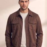 Faux Suede Overshirt, close-up of the upper body