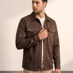 Faux Suede Overshirt, side view, full length