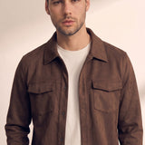 Faux Suede Overshirt, close-up of the upper body
