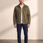 Faux Suede Overshirt, close-up of the upper body