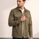 Faux Suede Overshirt, side view, full length