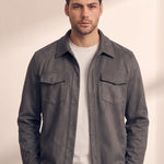Faux Suede Overshirt, close-up of the upper body