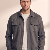 Faux Suede Overshirt, close-up of the upper body